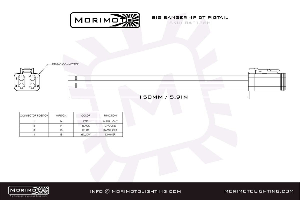 Deutsch DT 4-Pin Pigtail: (6in / Each) - Relay Harnesses (Image 2 of 2)