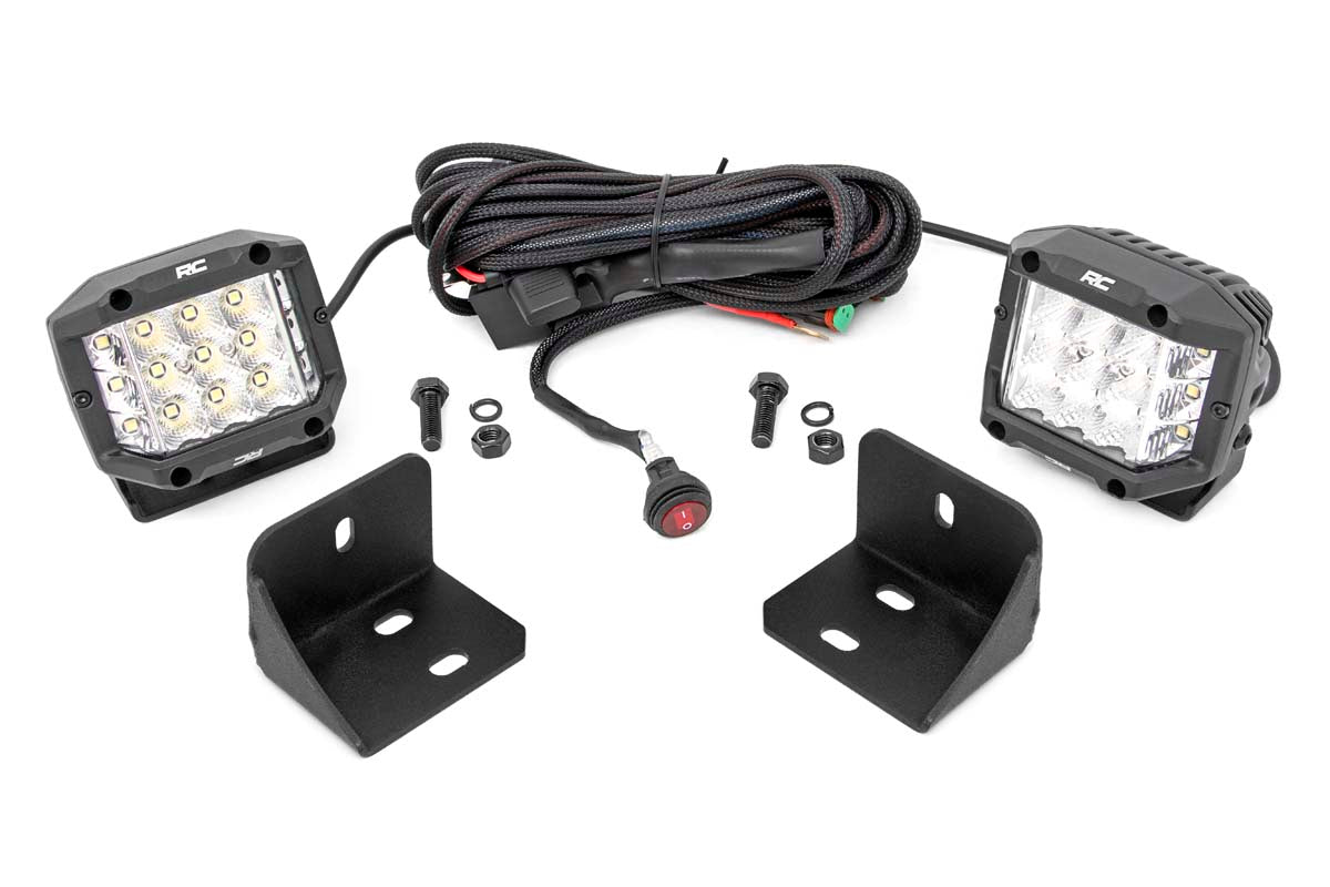 Rough Country 71024 LED Light | Rear Cab Mount | 3" Chrome Pair | Wide Angle | Can-Am Defender HD 5/HD 8/HD 9/HD 10 - Image 1