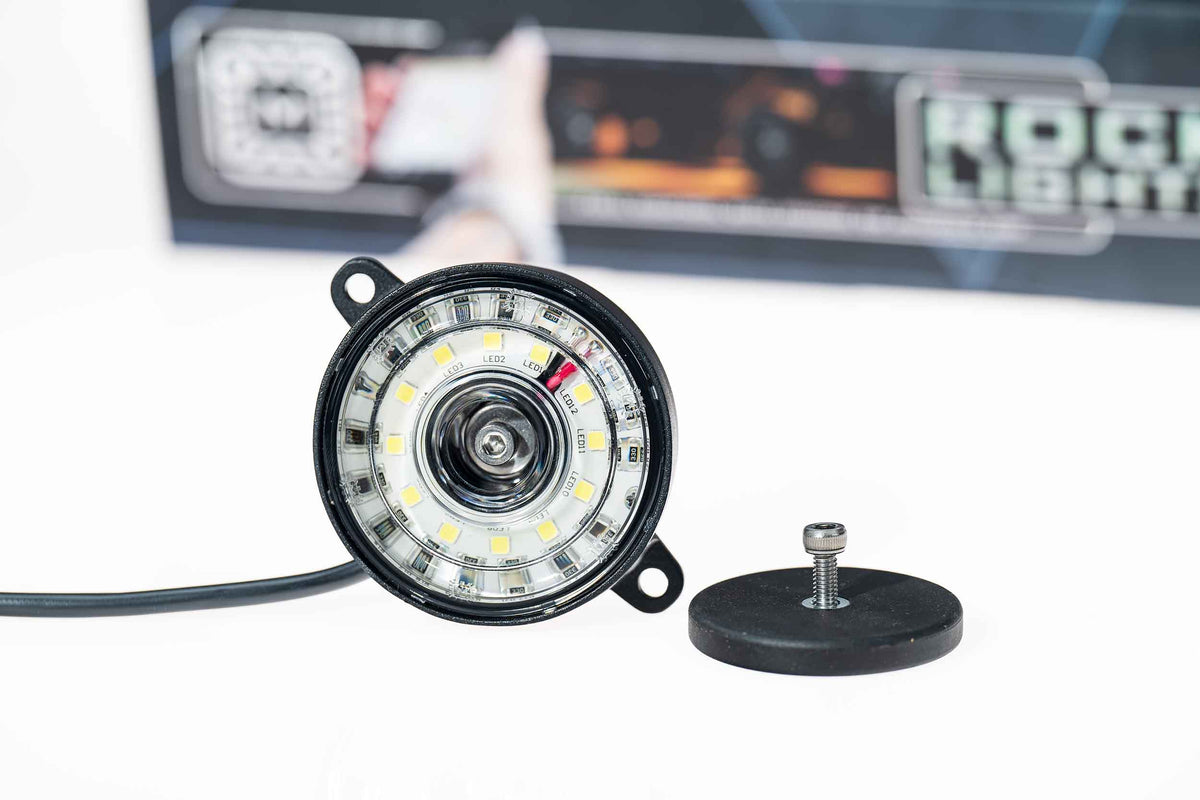 Morimoto Rock Light Parts: White Puck w/ input wiring (Single) - Rock Lights / Wheel Rings