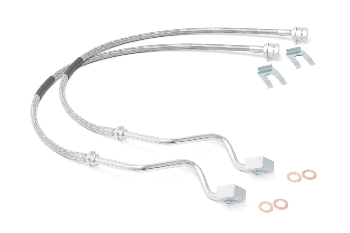 Rough Country 89705 Brake Lines | Stainless | FR | 4-8 Inch Lift | Ford F-250/F-350 Super Duty (99-04) - Image 1