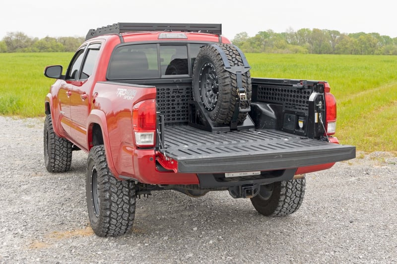 RC Bed Mount Spare Tire Carrier | Universal | Multiple Makes & Models (Chevy/Dodge/Ford/GMC/Ram) (manufacturer page)