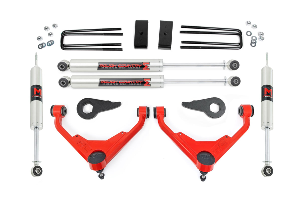 Rough Country 85941RED 3 Inch Lift Kit | M1 | FK/FF | Chevy/GMC 2500HD/3500HD/Suburban 2500/Yukon XL 2500 (01-10) - Image 1