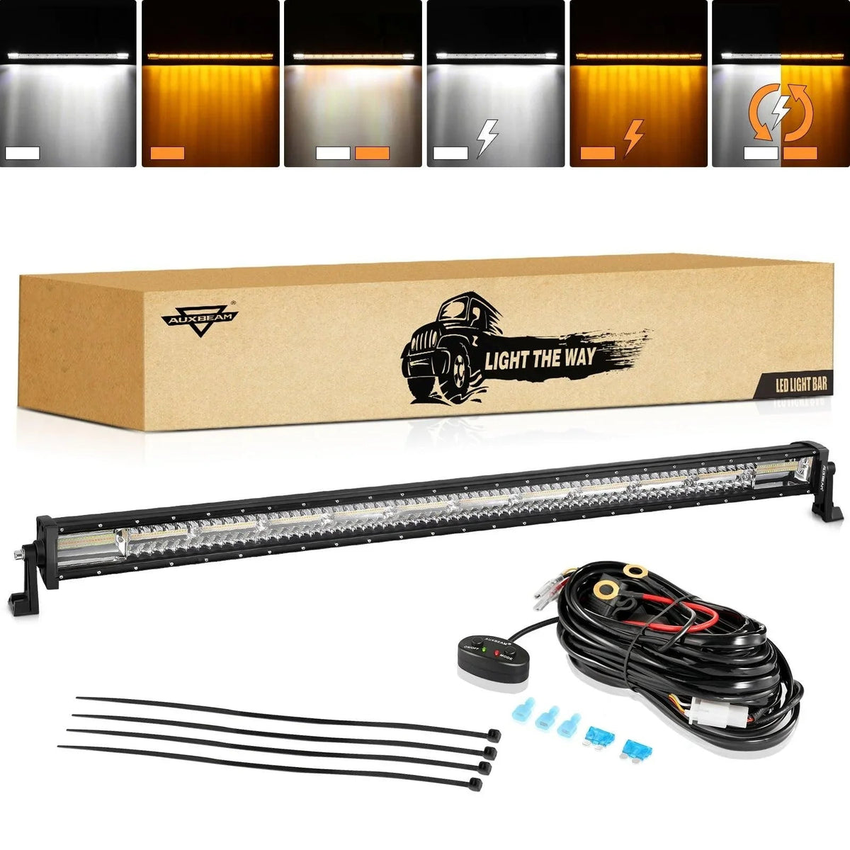 Auxbeam AUX-ZD000807 50in 6 Modes White & Amber Straight Off Road LED Light Bar