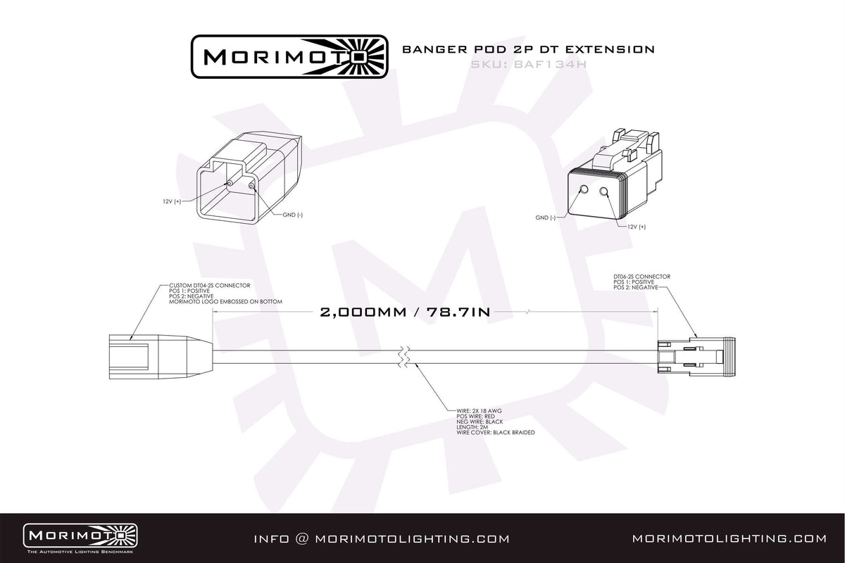 Morimoto 2P DT Extension Harness: (1/2/4Banger / 2m / Each) - Relay Harnesses (Image 2 of 2)