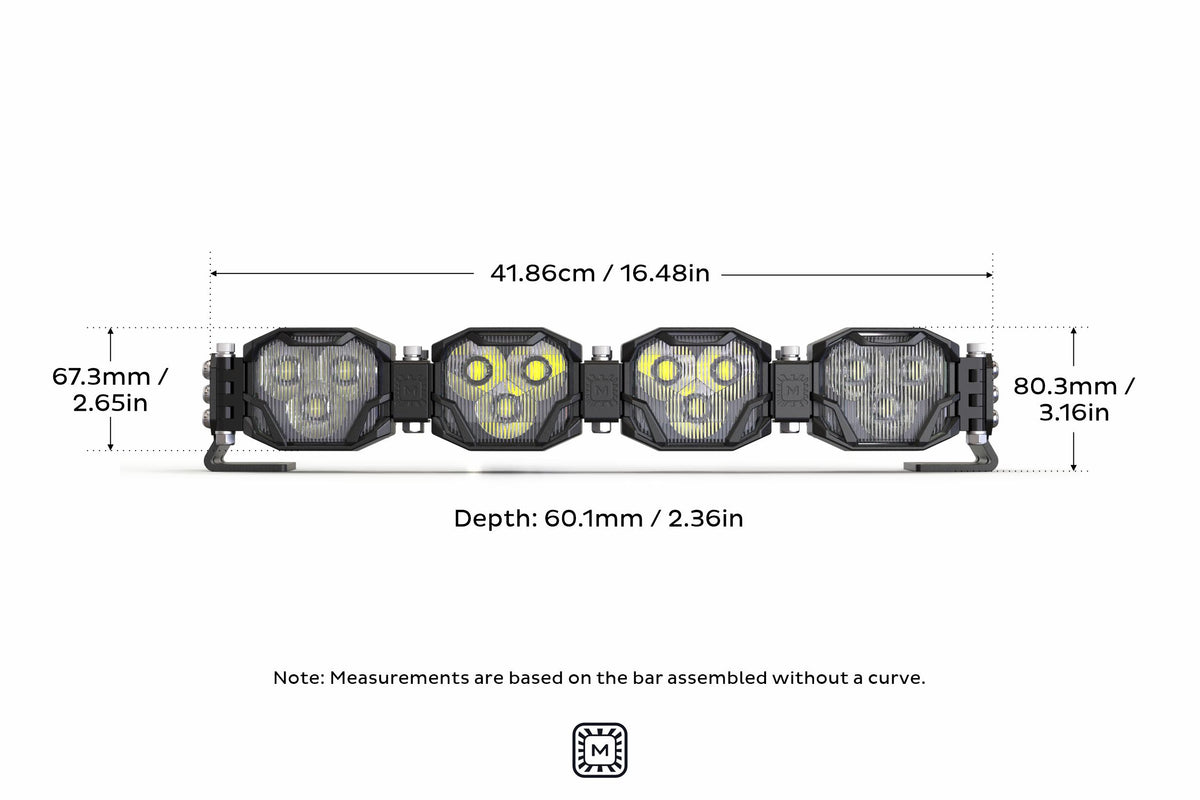 Double-Row BangerBar: (4 Pod / 16.5") (HXB Power - Yellow) - Off Road - Veh. Spec (Image 3 of 6)