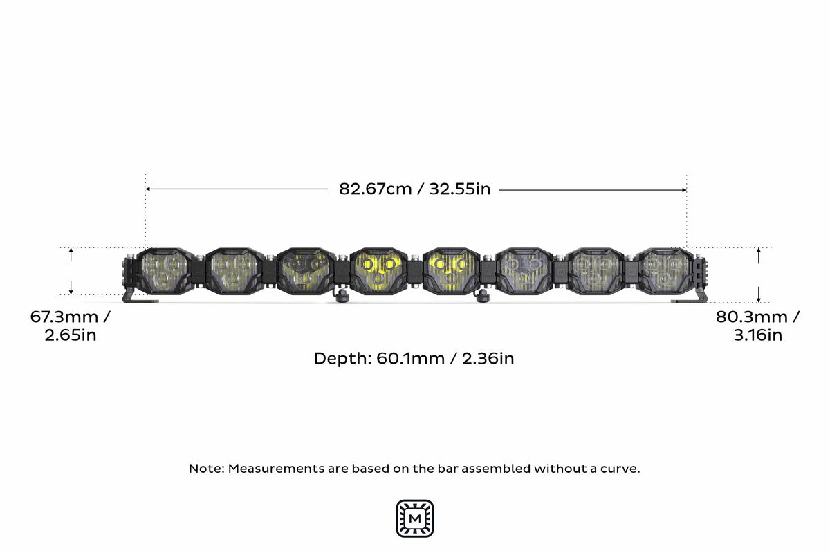 Double-Row BangerBar: (8 Pod / 32.5") (HXB Power - Yellow) - Off Road - Veh. Spec (Image 3 of 6)