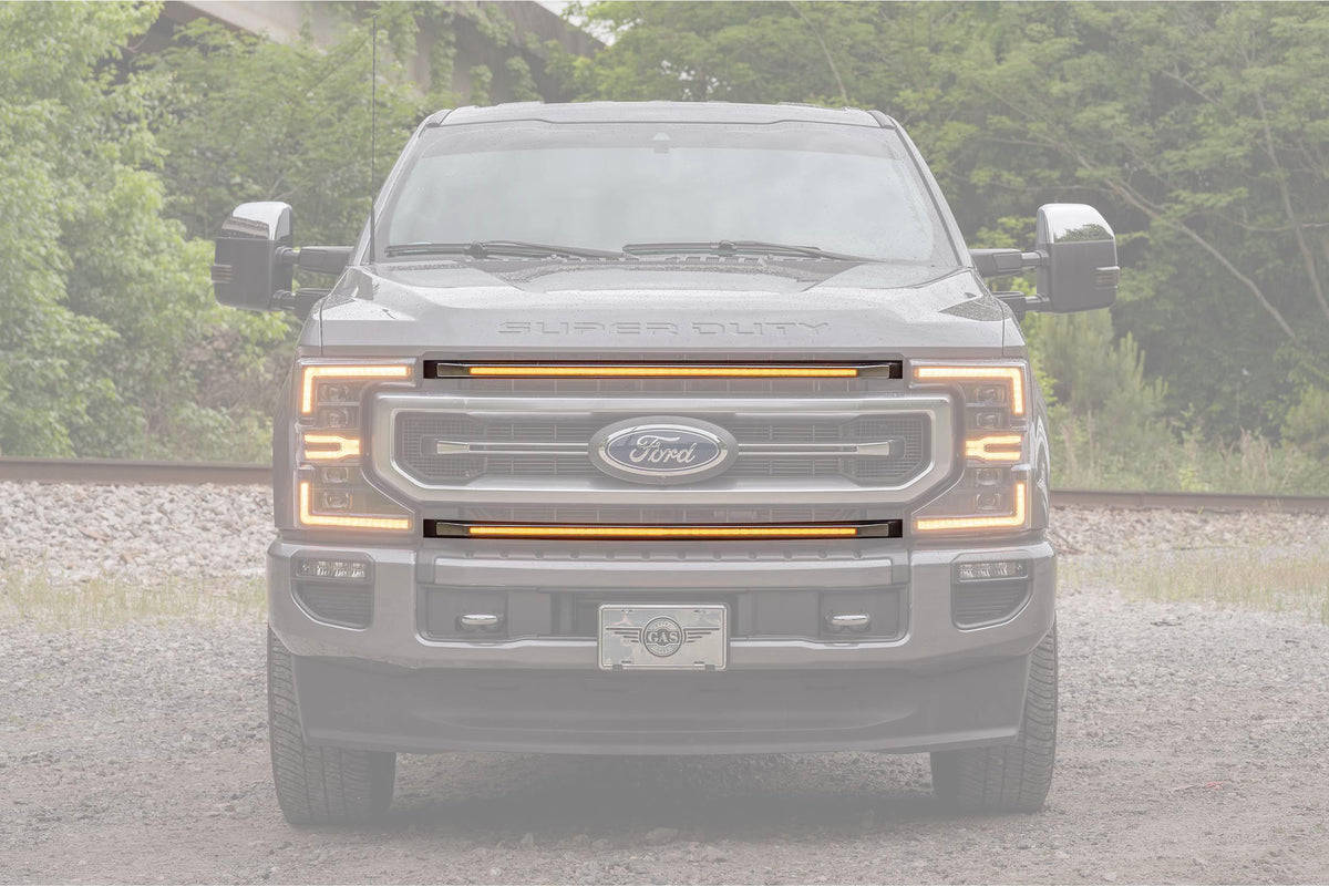 XBG LED DRL Grille Inserts: Ford Super Duty Platinum (20-22 / Amber DRL / Set) - Grilles (Image 1 of 6)