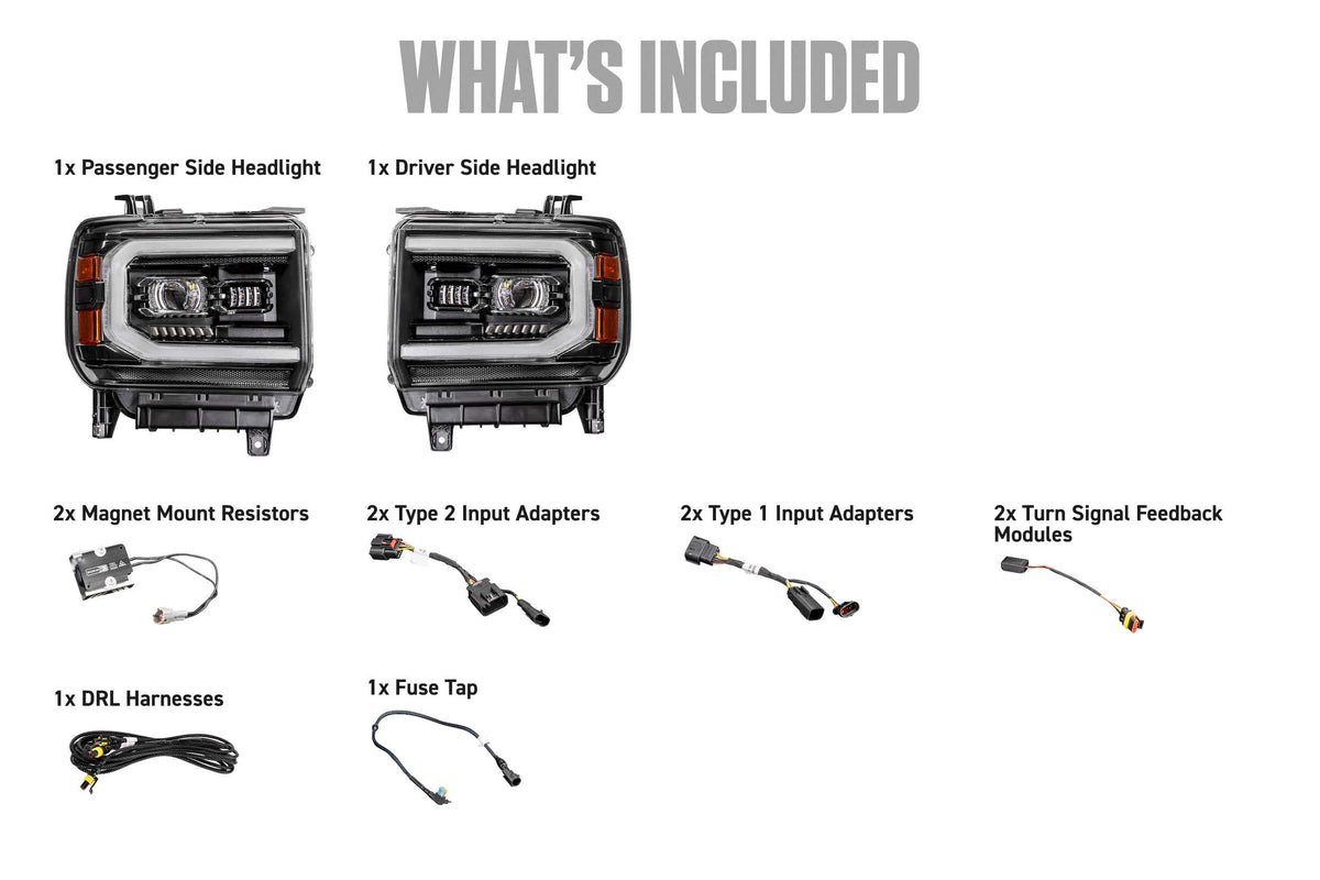 XB Evo Hybrid Headlights: 14-18 GMC Sierra / 15-19 GMC Sierra HD (Set) - View 3