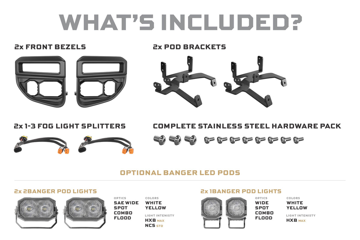 Banger Fog Brackets: 20-22 Super Duty OE LED (Set) - Off Road - Universal (Image 3 of 6)