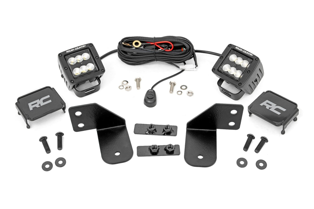 LED Light | RR Cage Mount | 2" Black Flood Pair | Polaris Ranger 1000/Ranger XP 900/1000 - Lighting & Acc (Image 1 of 6)