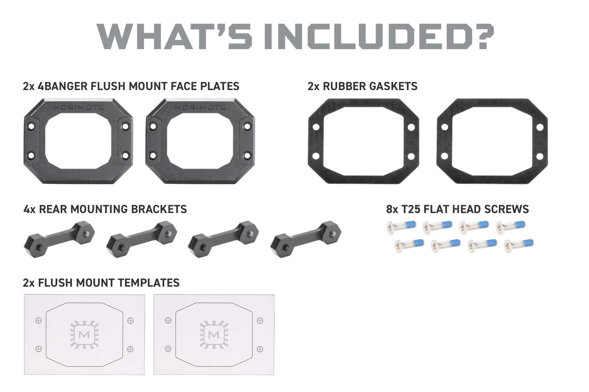 Flush Mounting Kit (Fixed): Morimoto 4Banger Pods (Set) - Off Road - Universal (Image 2 of 6)