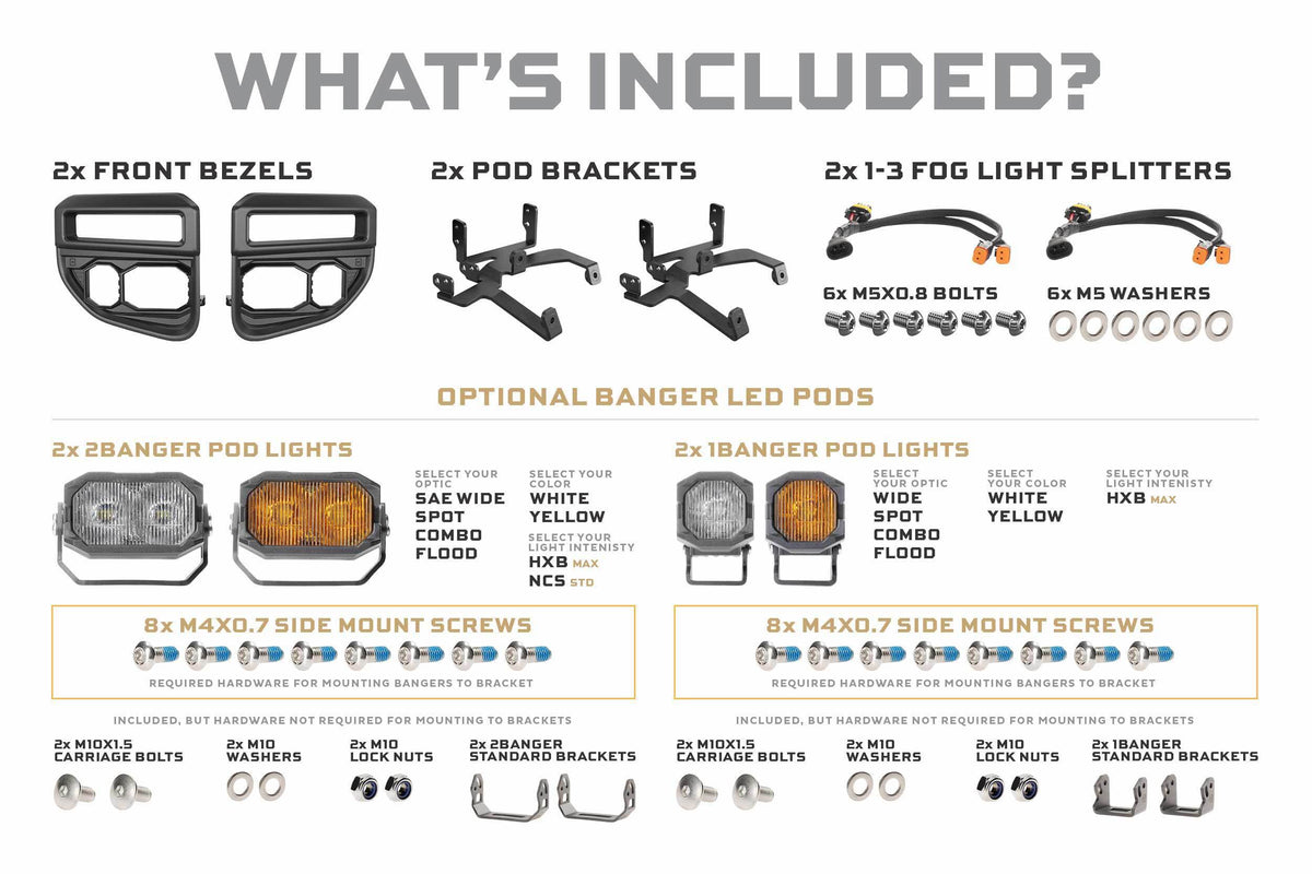 20-22 Super Duty OE LED Fog Light Kit w/ White 1Banger HXB and White 2Banger HXB - Off Road - Veh. Spec (Image 3 of 6)