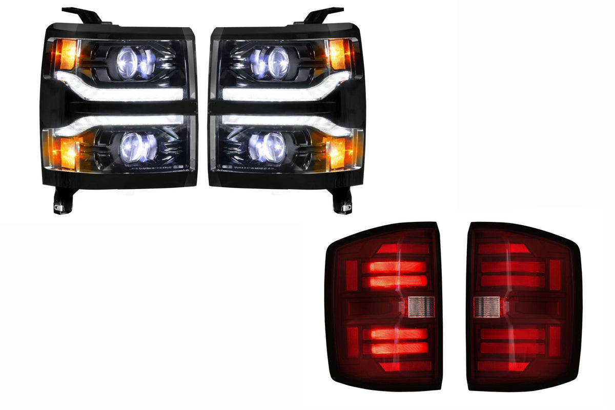 14-15 Silverado 1500 Heads Unfinished Bezel and Red Tails - Kits (Image 1 of 3)