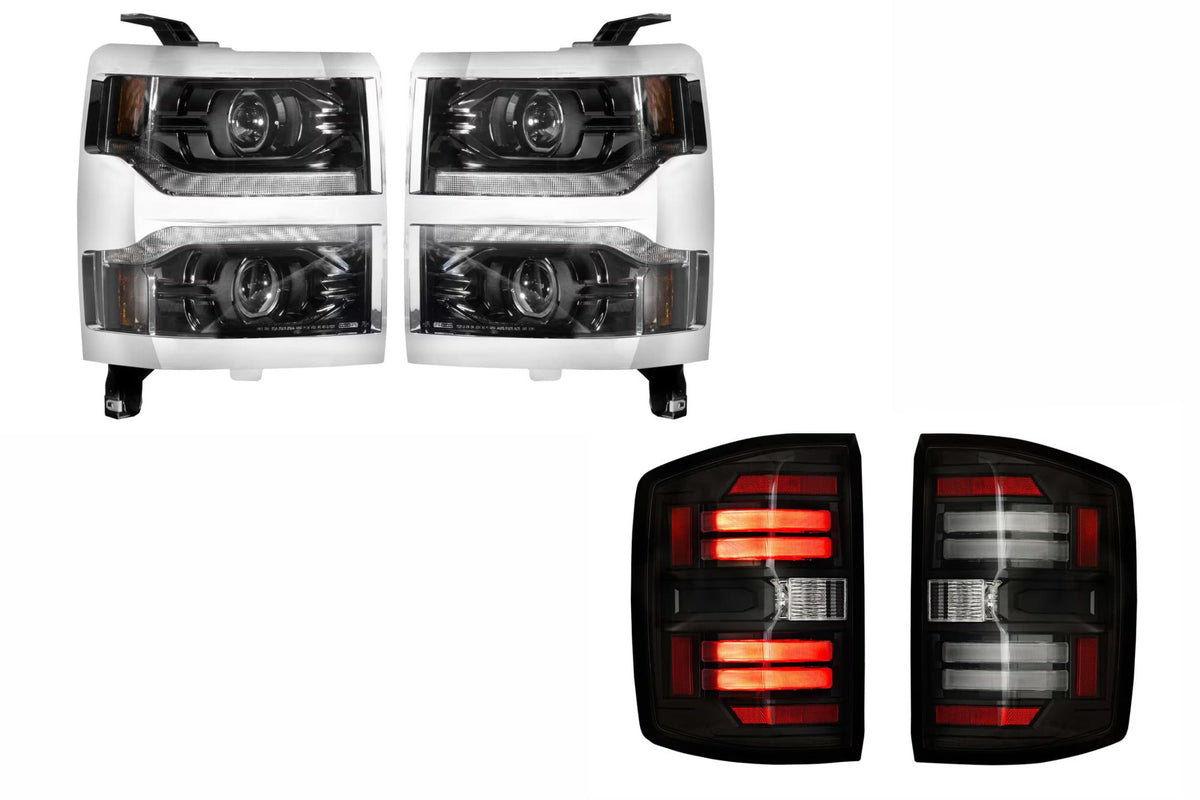 14-15 Silverado 1500 Heads Chrome Bezel and Smoked Tails OE LED Tails - Kits (Image 1 of 3)