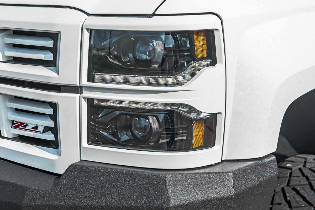 14-15 Silverado 1500 Heads Chrome Bezel and Smoked Tails OE LED Tails - Kits (Image 2 of 3)