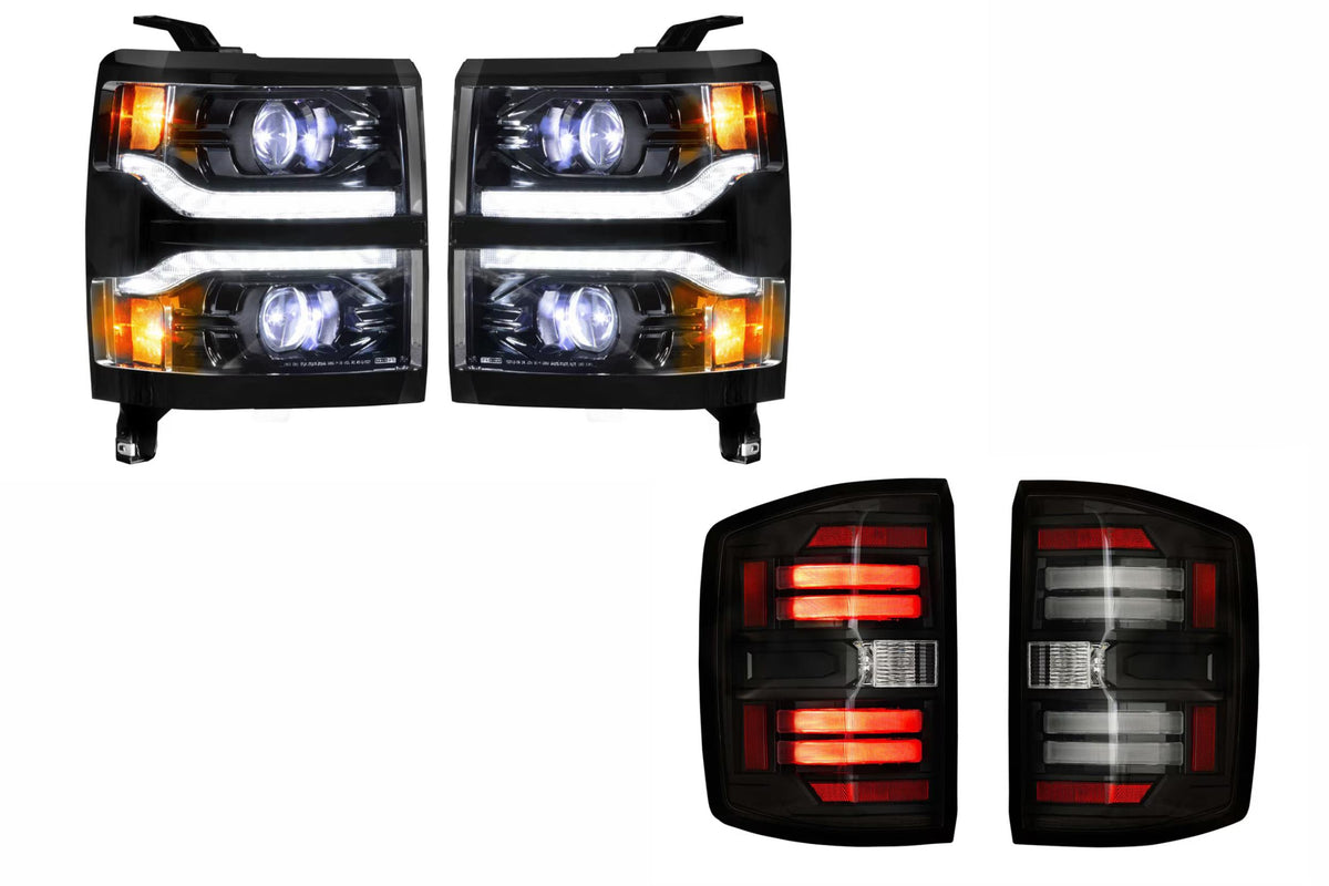 14-15 Silverado 1500 Heads Unfinished Bezel and Smoked Tails OE LED Tails - Kits (Image 1 of 3)