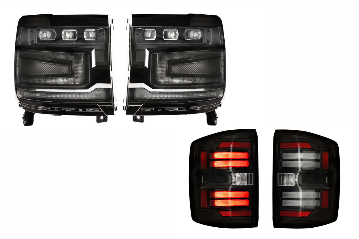 16-18 Silverado 1500 Heads Unfinished Bezel and Smoked Tails OE LED Tails - Kits (Image 1 of 3)
