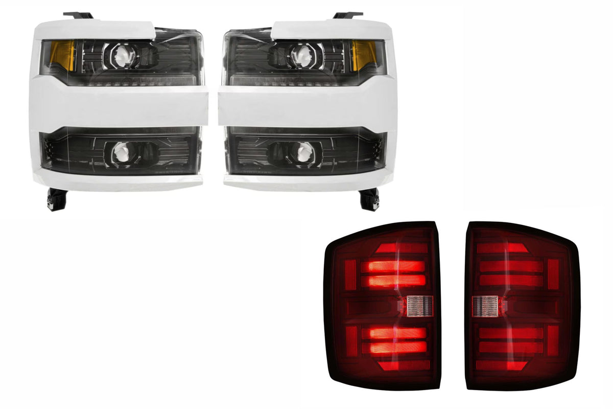 15-19 Silverado HD Heads Chrome Bezel and Red Tails OE LED Tails - Kits (Image 1 of 3)