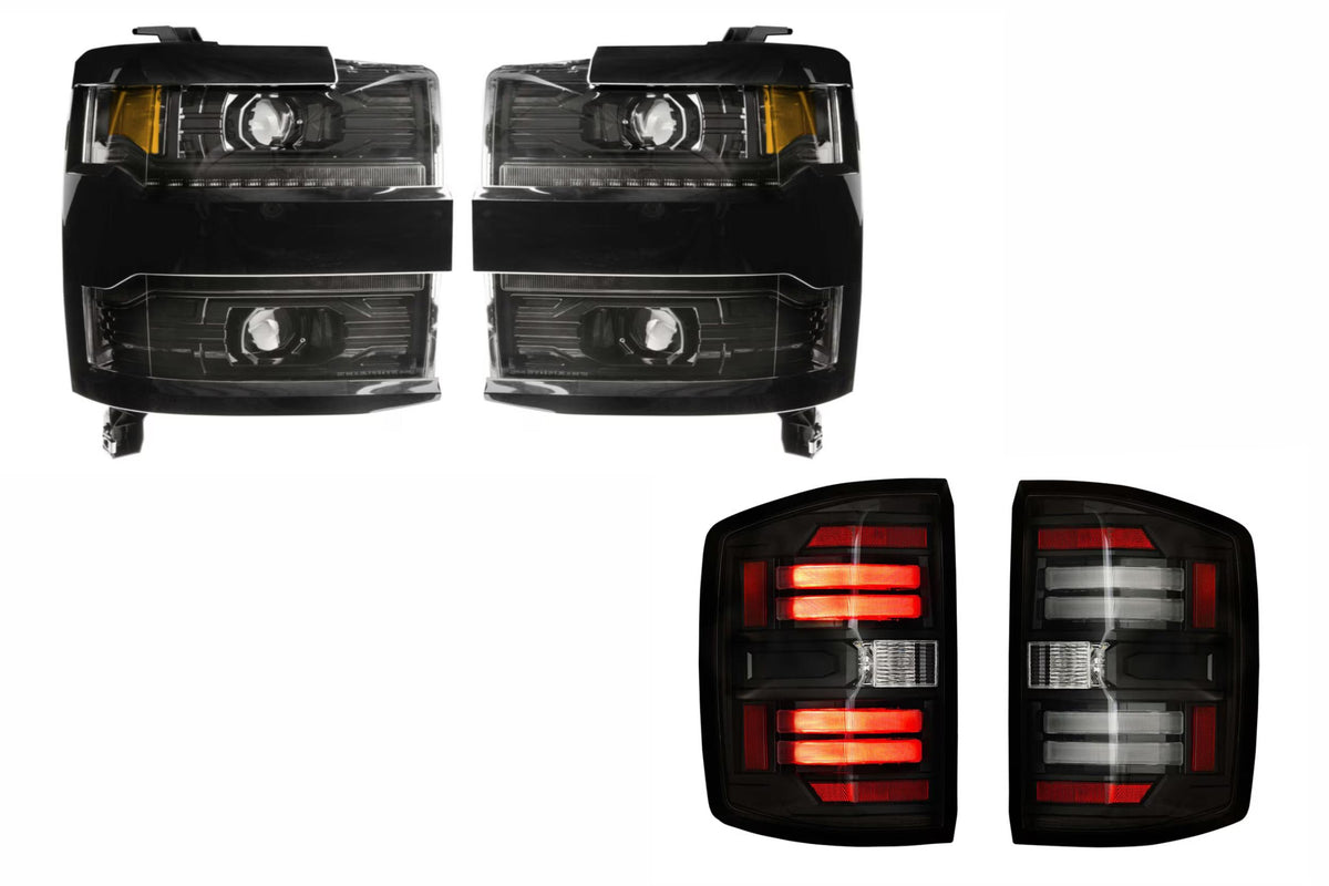 15-19 Silverado HD Heads Unfinished Bezel and Smoked Tails OE LED Tails - Kits (Image 1 of 3)