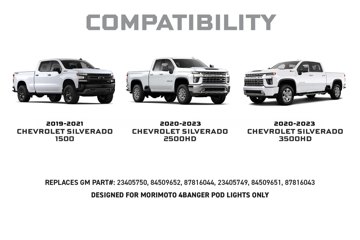 19-21 Silverado 1500 / 20-23 Silverado HD 4Banger Fog Light Kit: HXB White - Off Road - Veh. Spec (Image 3 of 6)