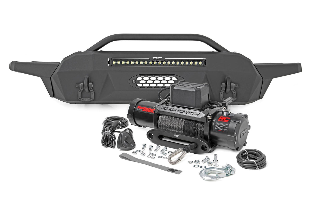 Front Bumper | Hybrid | 20" Blk LED | 9500-Lb Winch Syn | Toyota Tacoma (16-23) - Bumpers (Image 1 of 6)