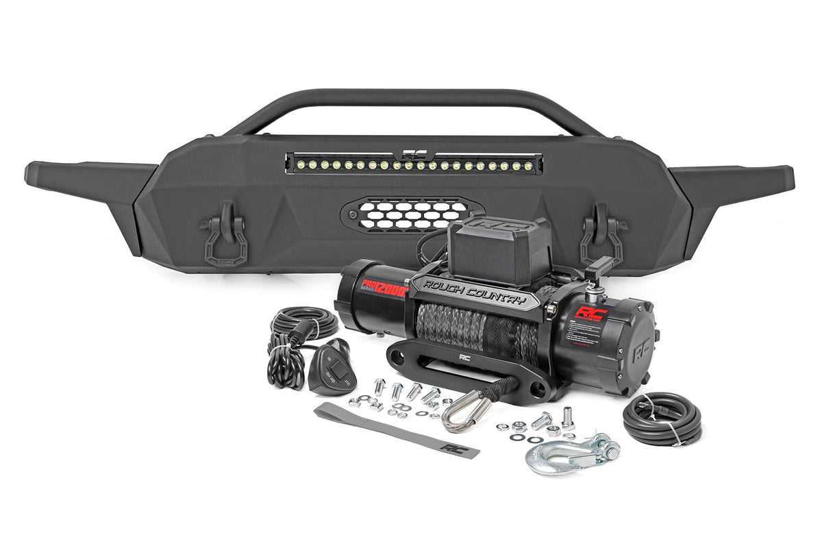 Front Bumper | Hybrid | 20" Blk LED | 12000-Lb Winch Syn | Toyota Tacoma (16-23) - Bumpers (Image 1 of 6)