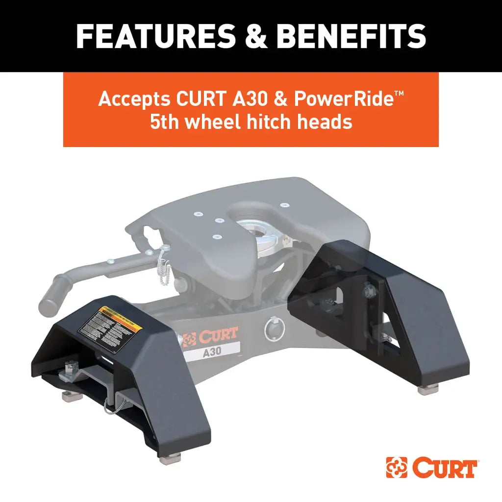 CURT 16024 Puck 5th Wheel Legs, Select Silverado, Sierra HD, 8' Bed, 30K, Carbide Black