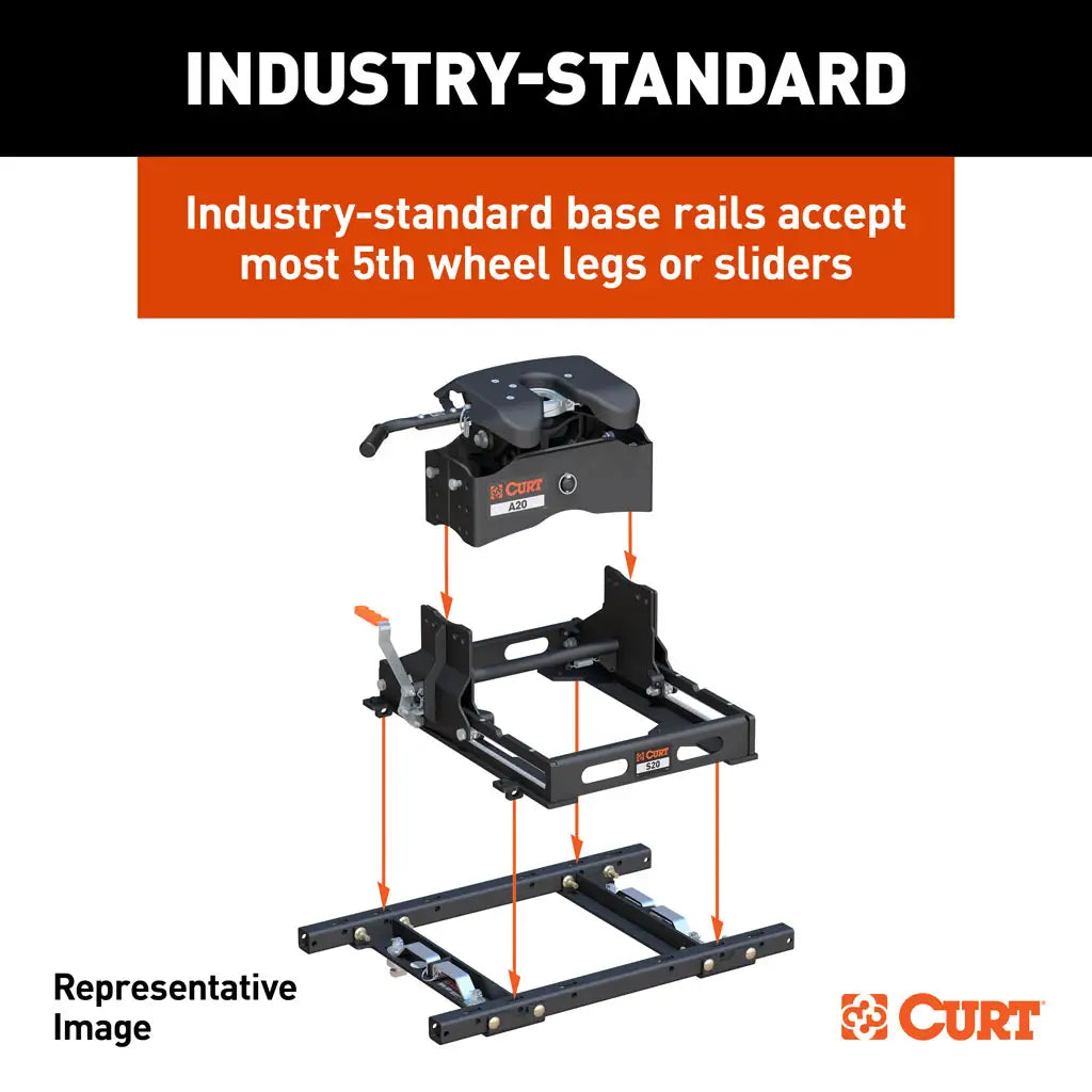 CURT 16050 Puck System 5th Wheel Rails, Select Chevy Silverado, GMC Sierra 2500 HD, 3500 HD