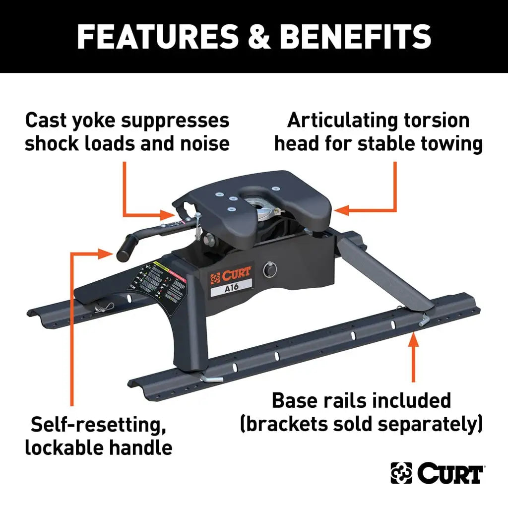 CURT 16121 A16 5th Wheel Hitch with Rails