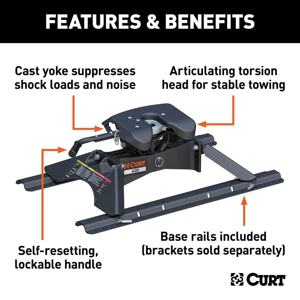 CURT 16191 A30 5th Wheel Hitch with Rails