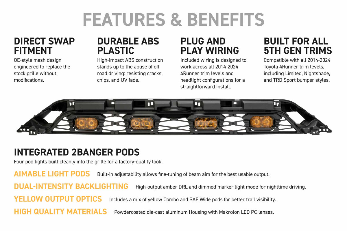 XBG LED Grille: 14-24 Toyota 4Runner - Off Road - Veh. Spec (Image 4 of 6)