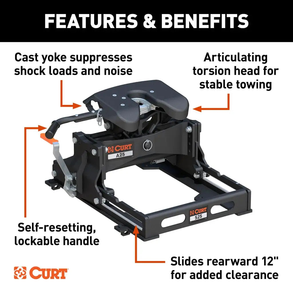CURT 16551 A25 Sliding 5th Wheel Hitch, 25,000 lbs.