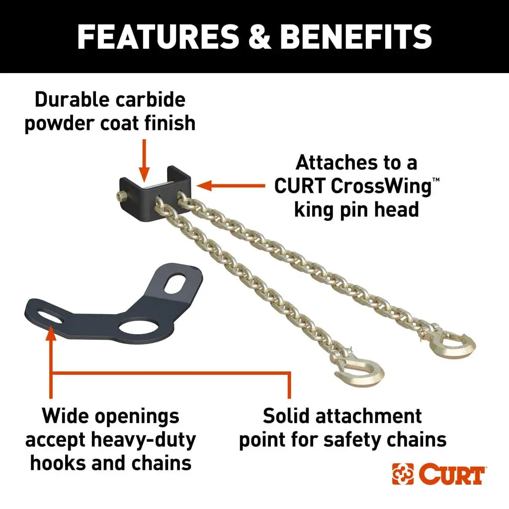 CURT 16614 CrossWing 5th Wheel Safety Chain Assembly with Gooseneck Anchor Plate
