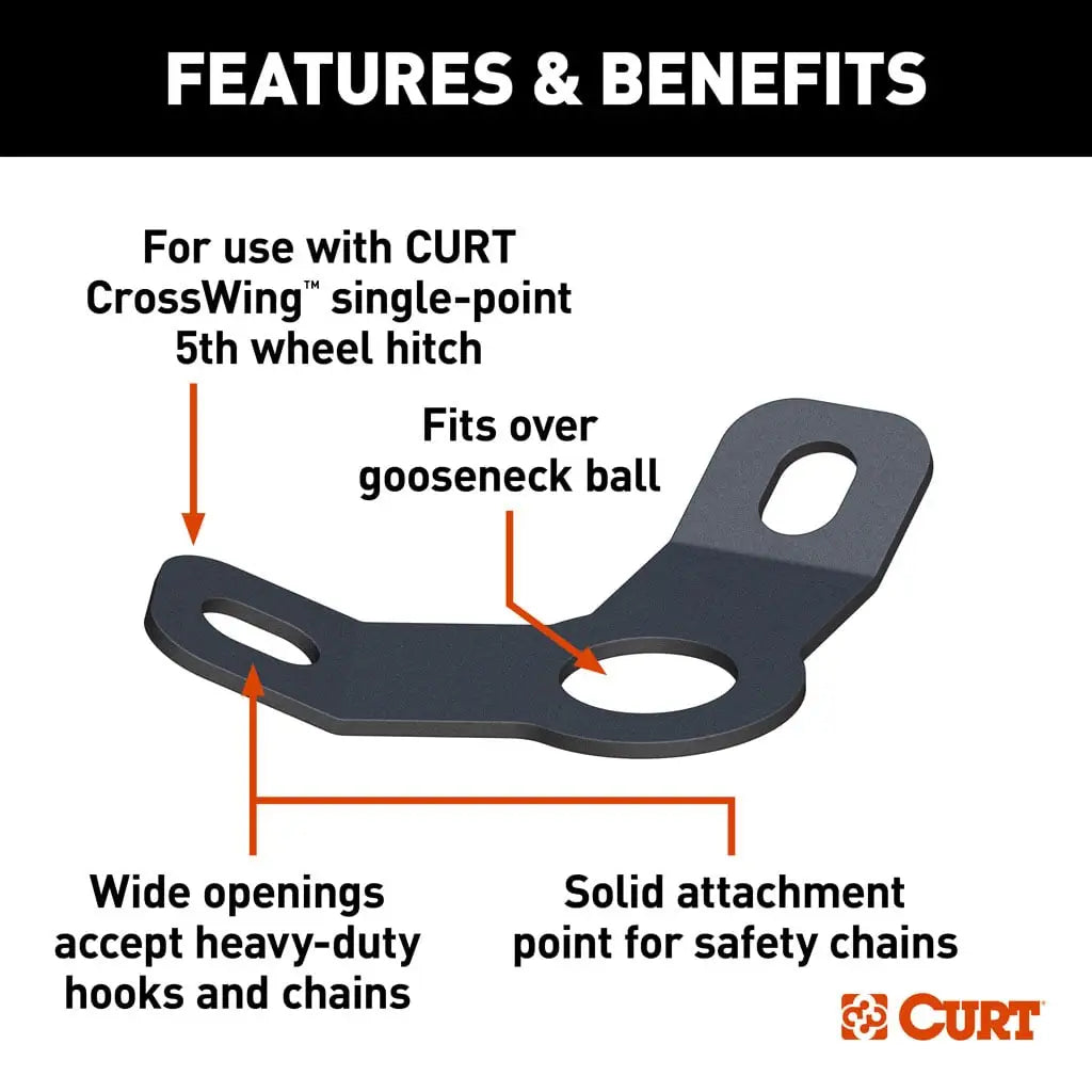 CURT 16615 CrossWing 5th Wheel Safety Chain Anchor Plate for Gooseneck Ball