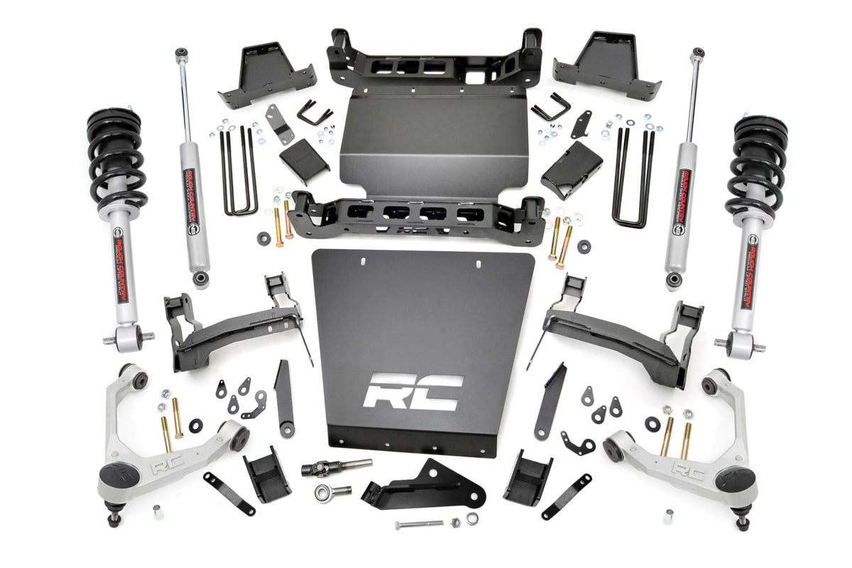 RC 7 Inch Stamped Steel LCA Lift Kit | Forged UCA | Bracket | M1 Struts/M1 | Chevy/GMC 1500 (16-18) (manufacturer page)