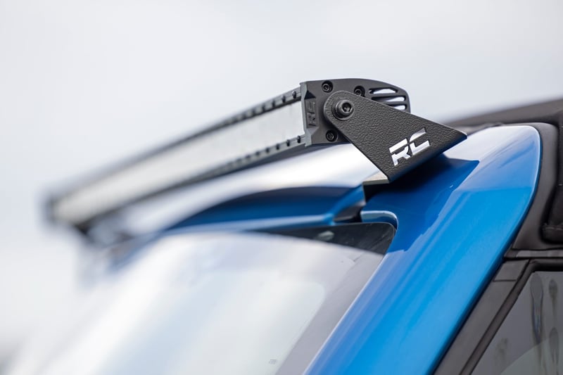 RC LED Light Kit | Upper Windshield | 50" Black Single Row | Ford Bronco (21-26) (manufacturer page)