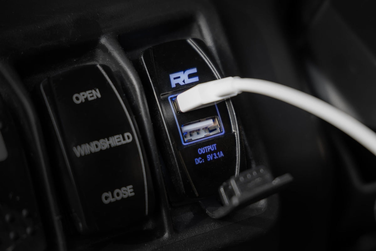 USB Switch Insert | 2x1 with Logo | Blue Back Light - Lighting & Acc (Image 5 of 5)