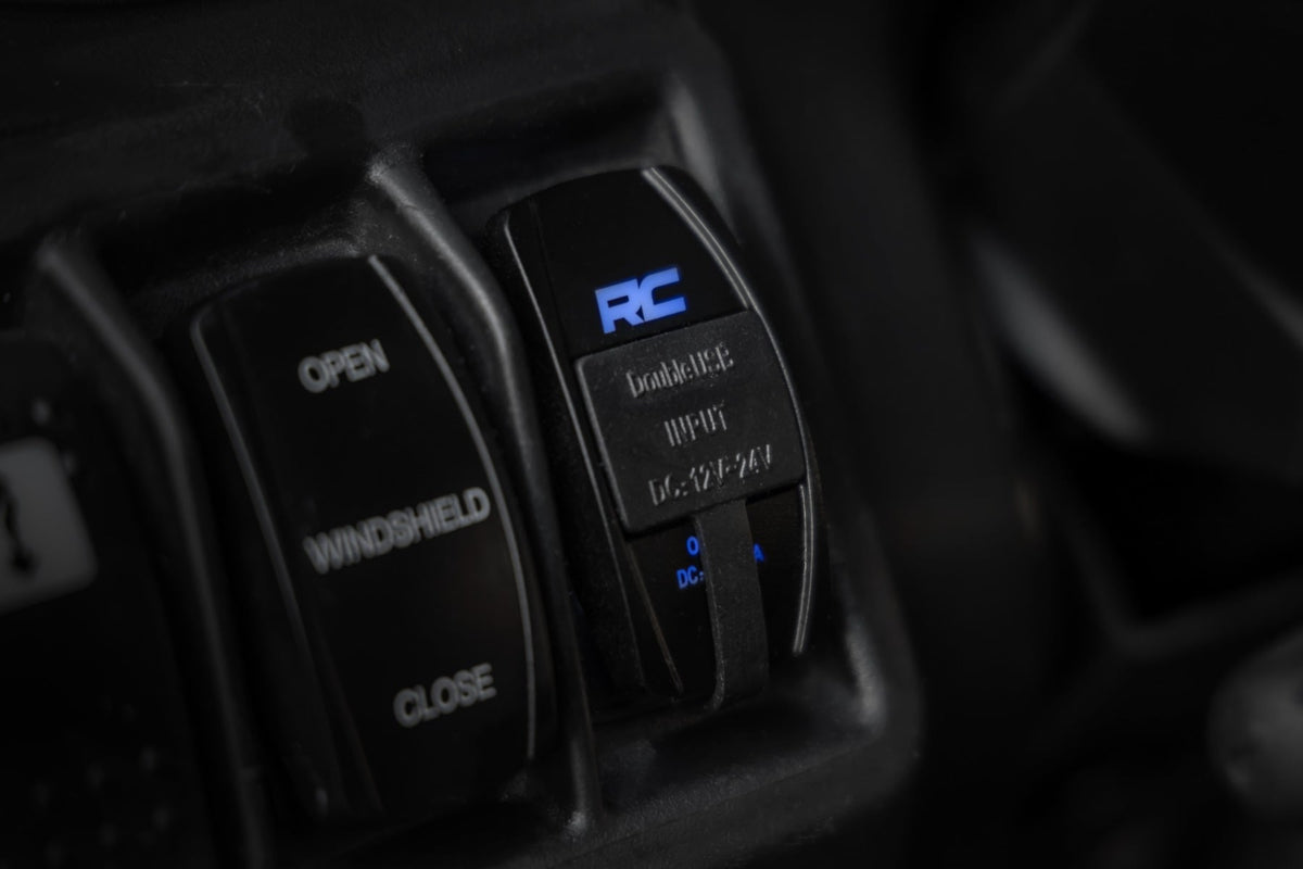USB Switch Insert | 2x1 with Logo | Blue Back Light - Lighting & Acc (Image 4 of 5)