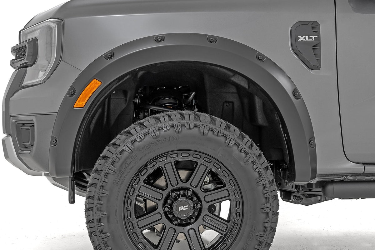 Rough Country F-F12401-T9 Pocket Fender Flares | T9 Marsh Gray | Ford Ranger 2WD/4WD (2024-2026) - Studio View 4