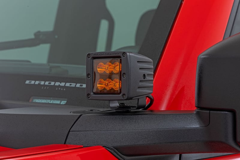 2 Inch LED Light Pods | Spot Beam | Amber Lens | Square (manufacturer page)