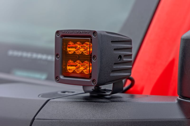 2 Inch LED Light Pods | Spot Beam | Amber Lens | Square (manufacturer page)