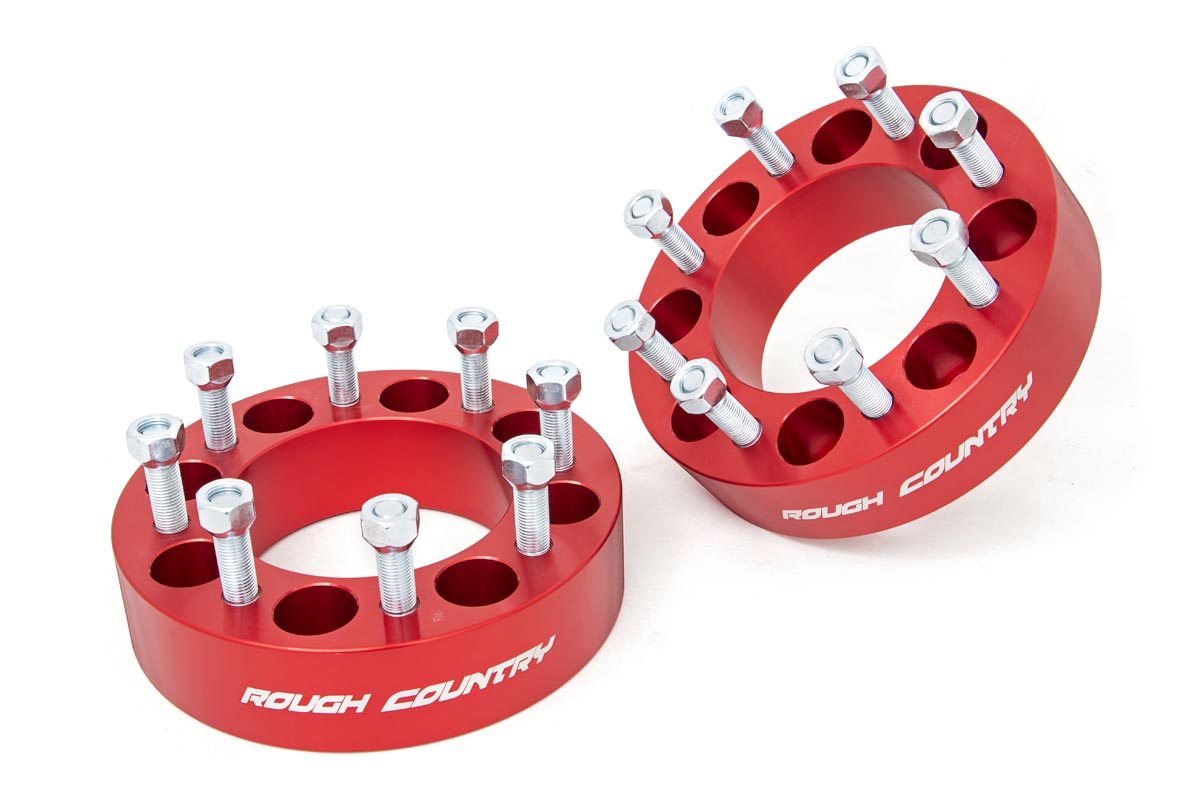 Rough Country 1099RED 2 Inch Wheel Spacers | 8x6.5 | Red | Ram 2500 (94-11)/3500 (2011) - Image 1