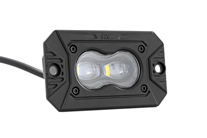 RC 3x1.75 Inch Black Series | Yellow | LED Slim Aux | SAE Fog | Flush Mount | Pair (manufacturer page)
