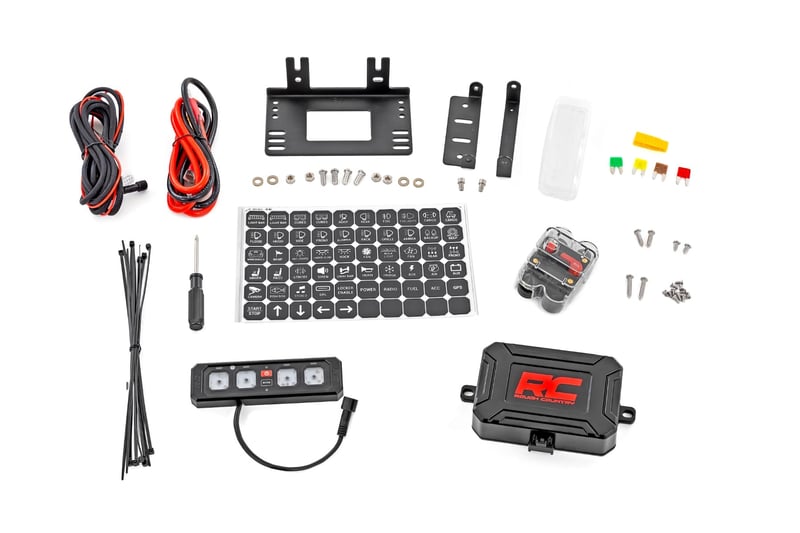 RC 4 Gang Switch Panel | RGB Backlit Buttons | Multifunction Modes (manufacturer page)
