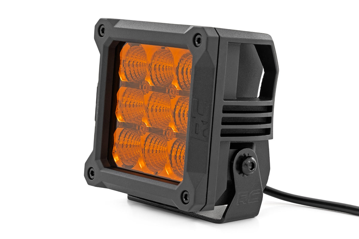 Rough Country 70905ADRL 4 Inch LED Amber Light Pods | Square | Amber DRL | Pair - Image 2