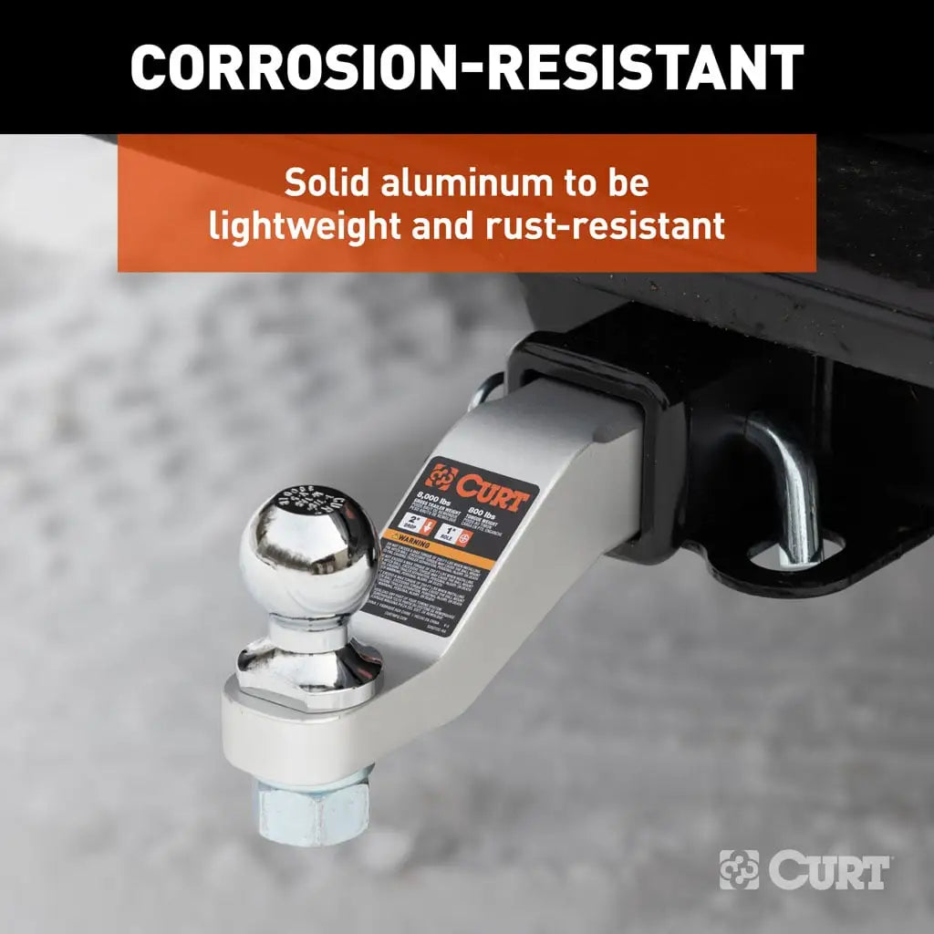CURT 45360 Aluminum Ball Mount (2" Shank, 8,000 lbs, 2" Drop, 8-1/2" Long)