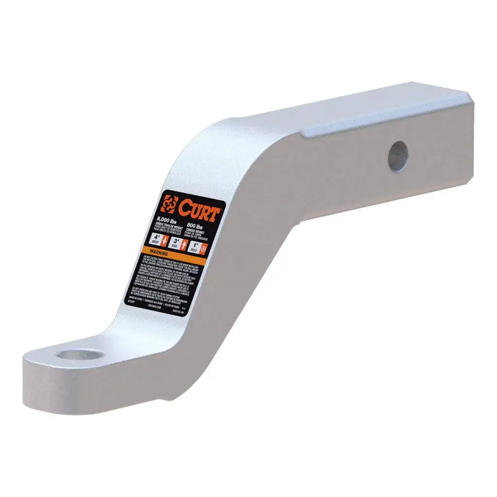 CURT 45361 Aluminum Ball Mount (2" Shank, 8,000 lbs, 4" Drop, 8-1/2" Long)