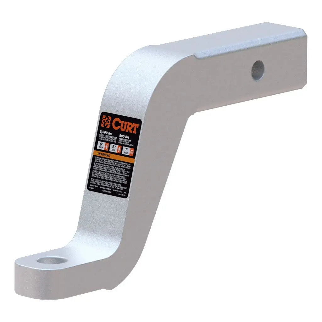 CURT 45362 Aluminum Ball Mount (2" Shank, 8,000 lbs, 6" Drop, 8-1/2" Long)