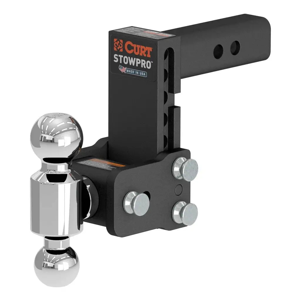 CURT 45961 StowPro USA-Made Ball Mount, 5" Drop, 2" Shank, Dual Ball