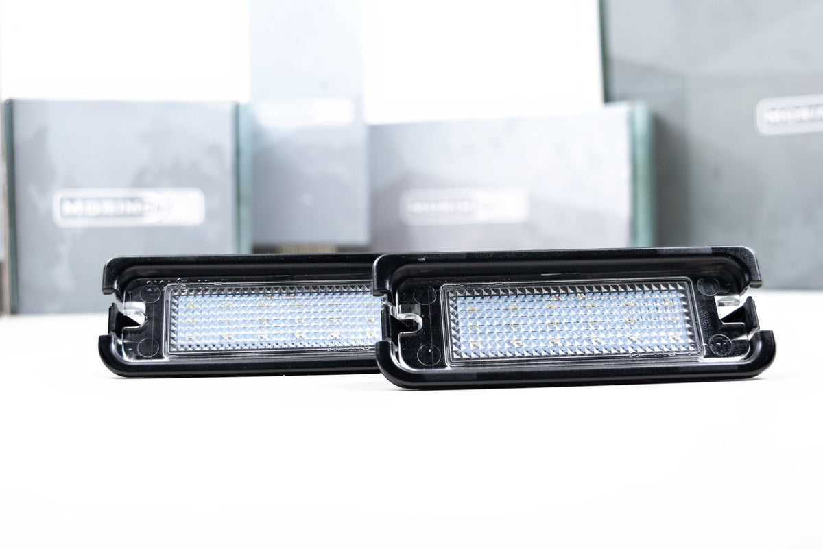 XB LED License Plate Lights: Ford Mustang (15-20 / Set) - DRL & Signals (Image 1 of 6)